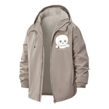Thumbs-Up Skull Unisex Full-Zip Printed Waterproof Hooded Windbreaker