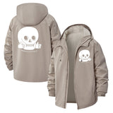 Thumbs-Up Skull Unisex Full-Zip Printed Waterproof Hooded Windbreaker