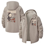 Grim Reaper Working From Home Unisex Full-Zip Printed Waterproof Hooded Windbreaker