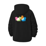 Cute Capybara Group Unisex Full-Zip Printed Waterproof Hooded Windbreaker