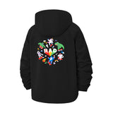 Cartoon Animal Collage Unisex Full-Zip Printed Waterproof Hooded Windbreaker