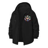 Cartoon Animal Collage Unisex Full-Zip Printed Waterproof Hooded Windbreaker