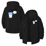 Cute Glass Cartoon Unisex Full-Zip Printed Waterproof Hooded Windbreaker