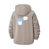 Cute Glass Cartoon Unisex Full-Zip Printed Waterproof Hooded Windbreaker