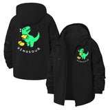 Dinosaur Cartoon Unisex Full-Zip Printed Waterproof Hooded Windbreaker