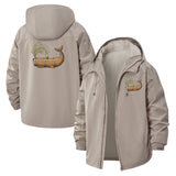 Barrel Whale Unisex Full-Zip Printed Waterproof Hooded Windbreaker