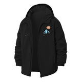 Cute Cartoon Robot Unisex Full-Zip Printed Waterproof Hooded Windbreaker