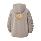 Dripping Donut Motif Unisex Full-Zip Printed Waterproof Hooded Windbreaker