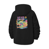 Neon Anime Graphics Unisex Full-Zip Printed Waterproof Hooded Windbreaker