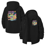 Neon Anime Graphics Unisex Full-Zip Printed Waterproof Hooded Windbreaker