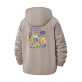 Neon Anime Graphics Unisex Full-Zip Printed Waterproof Hooded Windbreaker