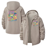 Neon Anime Graphics Unisex Full-Zip Printed Waterproof Hooded Windbreaker