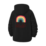 Retro Rainbow Motif Unisex Full-Zip Printed Waterproof Hooded Windbreaker