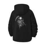 Grim Reaper Quote Unisex Full-Zip Printed Waterproof Hooded Windbreaker