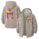 Cute Cartoon Animals Unisex Full-Zip Printed Waterproof Hooded Windbreaker