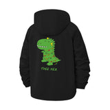 Tree Rex Dinosaur Unisex Full-Zip Printed Waterproof Hooded Windbreaker