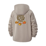 Pie Humor Unisex Full-Zip Printed Waterproof Hooded Windbreaker