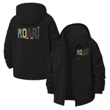 Roar Lettering Unisex Full-Zip Printed Waterproof Hooded Windbreaker