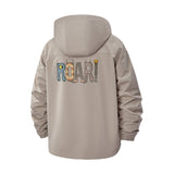 Roar Lettering Unisex Full-Zip Printed Waterproof Hooded Windbreaker