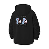 Surreal Alien Cat Unisex Full-Zip Printed Waterproof Hooded Windbreaker