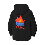 Flaming Dumpster Meme Unisex Full-Zip Printed Waterproof Hooded Windbreaker