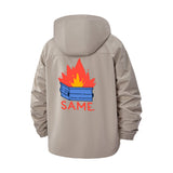 Flaming Dumpster Meme Unisex Full-Zip Printed Waterproof Hooded Windbreaker