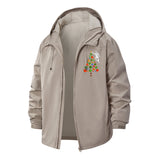 Astronaut Christmas Tree Unisex Full-Zip Printed Waterproof Hooded Windbreaker
