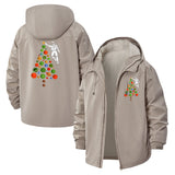 Astronaut Christmas Tree Unisex Full-Zip Printed Waterproof Hooded Windbreaker