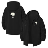 Moon and Cat Unisex Full-Zip Printed Waterproof Hooded Windbreaker