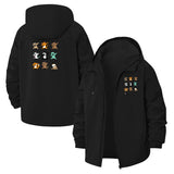 Pixel Animal Icons Unisex Full-Zip Printed Waterproof Hooded Windbreaker