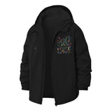 Whimsical Line Art Unisex Full-Zip Printed Waterproof Hooded Windbreaker
