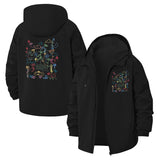 Whimsical Line Art Unisex Full-Zip Printed Waterproof Hooded Windbreaker