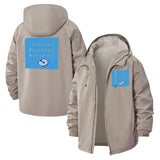 Surreal Typographic Unisex Full-Zip Printed Waterproof Hooded Windbreaker