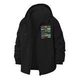 Retro Cassette Tape Unisex Full-Zip Printed Waterproof Hooded Windbreaker