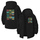 Retro Cassette Tape Unisex Full-Zip Printed Waterproof Hooded Windbreaker