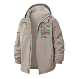Retro Cassette Tape Unisex Full-Zip Printed Waterproof Hooded Windbreaker