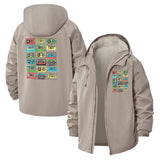 Retro Cassette Tape Unisex Full-Zip Printed Waterproof Hooded Windbreaker