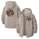Abstract Geometric Unisex Full-Zip Printed Waterproof Hooded Windbreaker