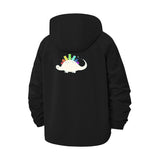 Rainbow Dinosaur Unisex Full-Zip Printed Waterproof Hooded Windbreaker