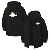 Rainbow Dinosaur Unisex Full-Zip Printed Waterproof Hooded Windbreaker