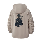 Guitar Motif Unisex Full-Zip Printed Waterproof Hooded Windbreaker