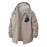 Guitar Motif Unisex Full-Zip Printed Waterproof Hooded Windbreaker