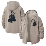 Guitar Motif Unisex Full-Zip Printed Waterproof Hooded Windbreaker