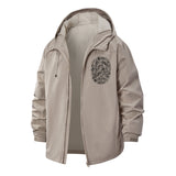 Fingerprint Motif Unisex Full-Zip Printed Waterproof Hooded Windbreaker