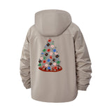 Floral Christmas Tree Unisex Full-Zip Printed Waterproof Hooded Windbreaker