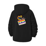 Retro Cassette Unisex Full-Zip Printed Waterproof Hooded Windbreaker