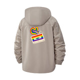 Retro Cassette Unisex Full-Zip Printed Waterproof Hooded Windbreaker