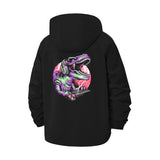 Retro Dinosaur DJ Unisex Full-Zip Printed Waterproof Hooded Windbreaker