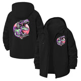 Retro Dinosaur DJ Unisex Full-Zip Printed Waterproof Hooded Windbreaker