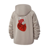 Drum Set Heart Unisex Full-Zip Printed Waterproof Hooded Windbreaker